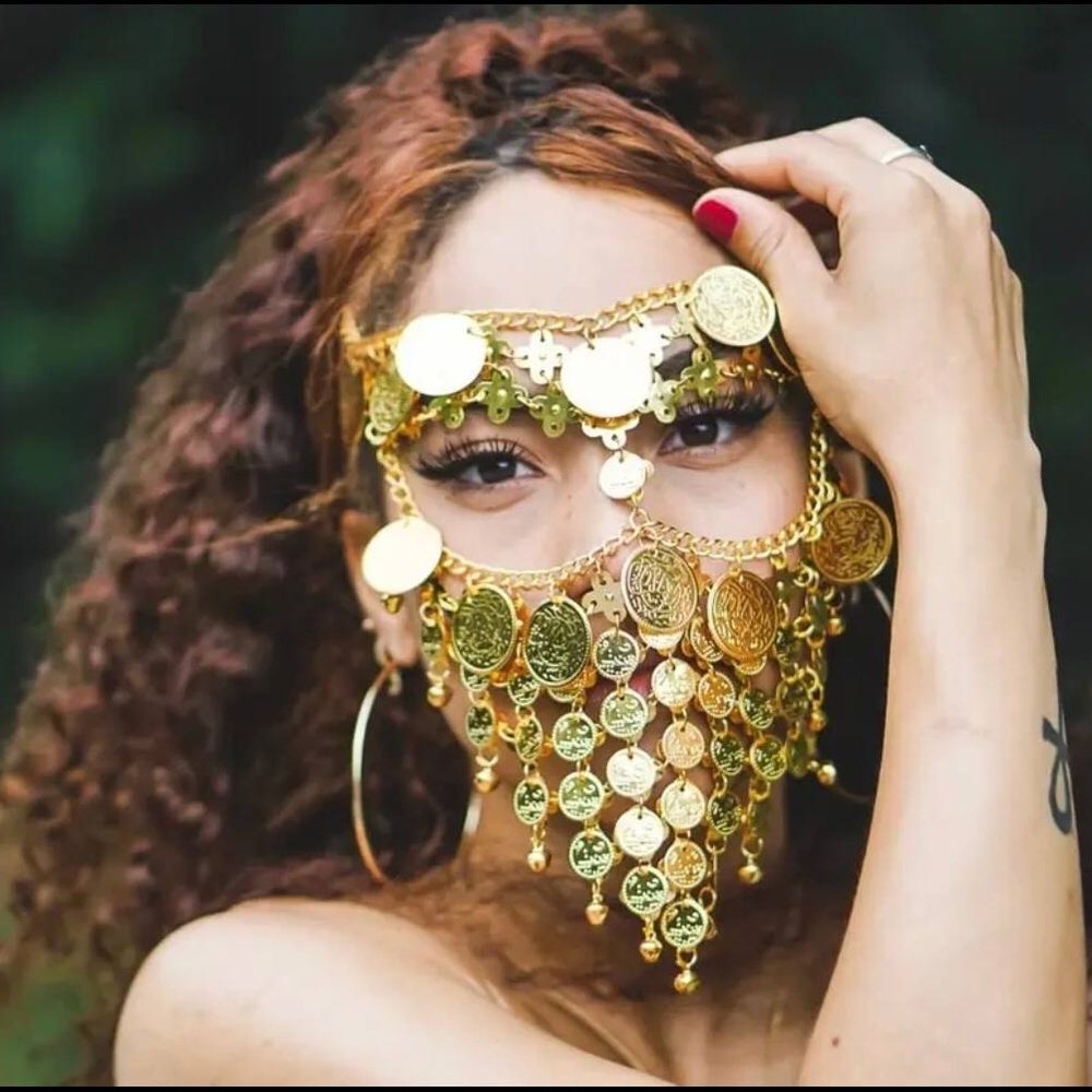 Arabic Vintage Coin Chain Face Mask